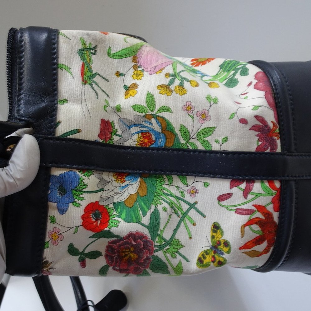 Auth GUCCI Flora Floral Flowers Canvas Leather Speedy Boston Duffel Handbag Bag - Picture 14 of 16